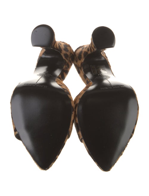 Black Suede Studio Calf Hair Animal Print Slides