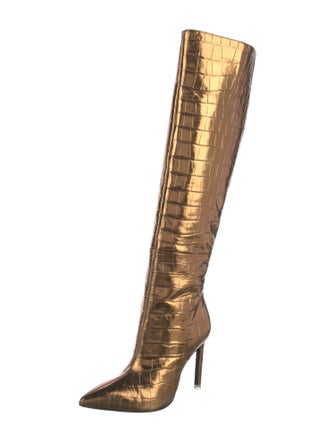 Black Suede Studio Leather Animal Print Boots