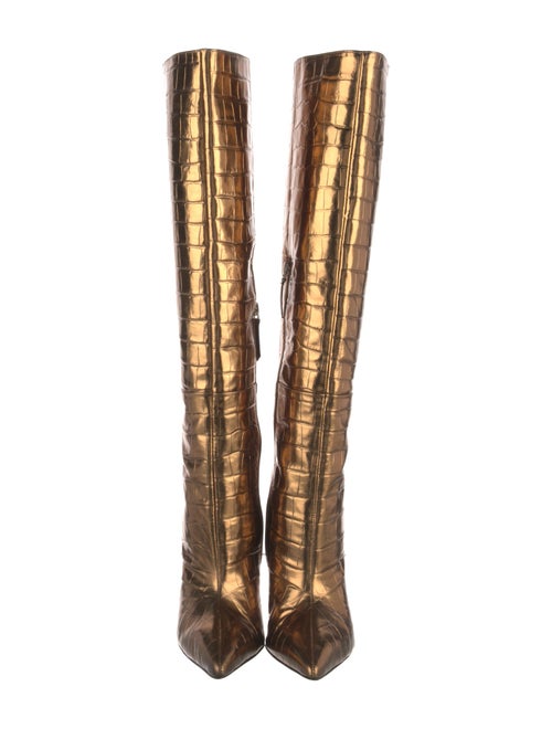 Black Suede Studio Leather Animal Print Boots