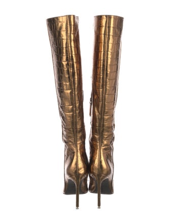 Black Suede Studio Leather Animal Print Boots