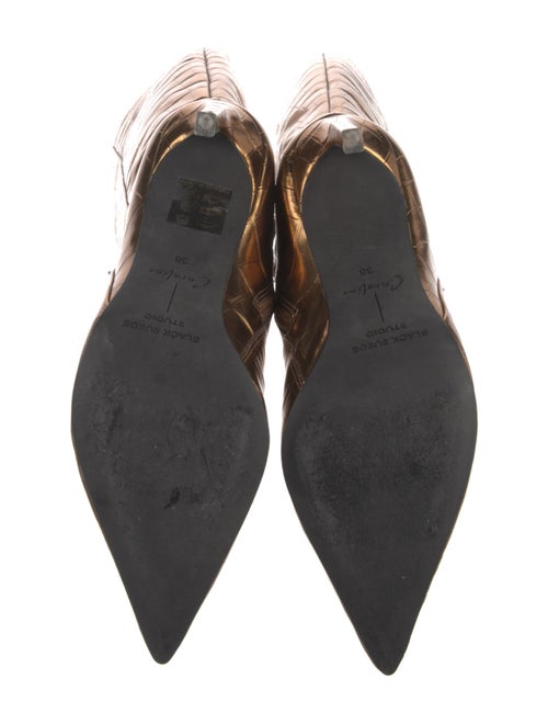 Black Suede Studio Leather Animal Print Boots