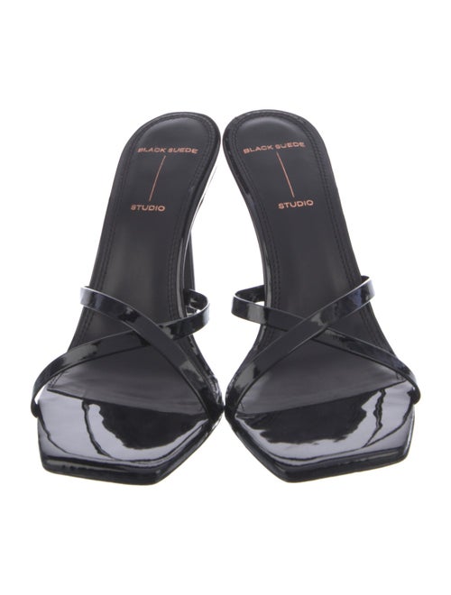 Black Suede Studio Patent Leather Slides