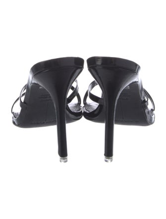 Black Suede Studio Patent Leather Slides