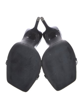 Black Suede Studio Patent Leather Slides