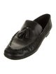 Black Suede Studio Leather Tassel Accents Loafers