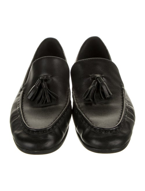 Black Suede Studio Leather Tassel Accents Loafers