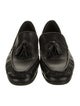 Black Suede Studio Leather Tassel Accents Loafers