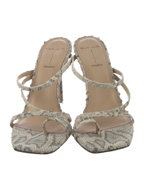 Black Suede Studio Snakeskin Animal Print Slides