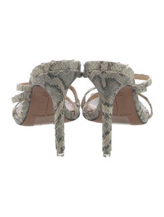 Black Suede Studio Snakeskin Animal Print Slides