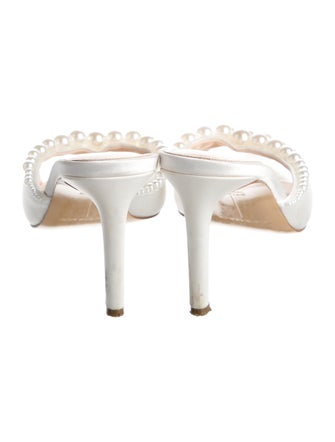 Black Suede Studio Satin Beaded Accents Slides