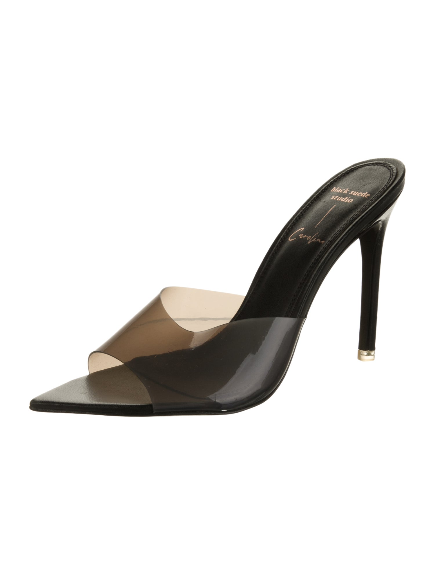 Black Suede Studio Leather Slides