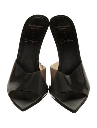 Black Suede Studio Leather Slides