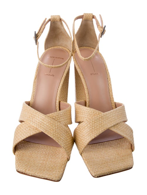 Black Suede Studio Raffia Sandals