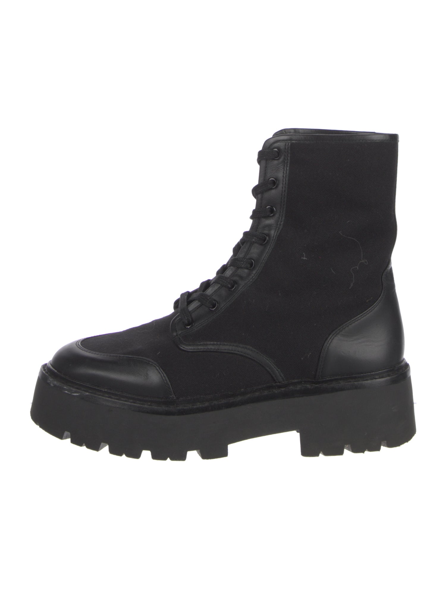 Black Suede Studio Canvas Combat Boots