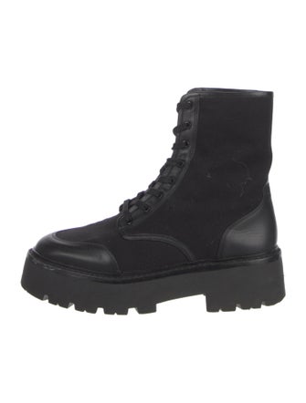 Black Suede Studio Canvas Combat Boots