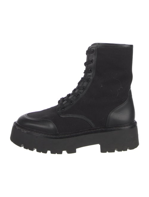 Black Suede Studio Canvas Combat Boots