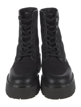 Black Suede Studio Canvas Combat Boots