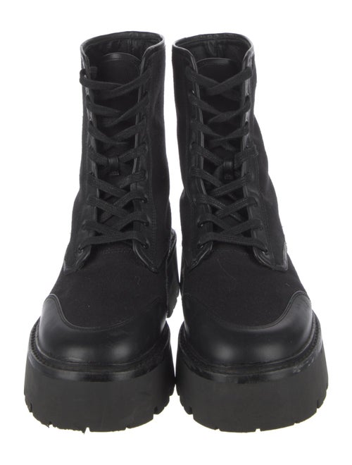 Black Suede Studio Canvas Combat Boots