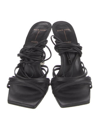 Black Suede Studio Leather Gladiator Sandals