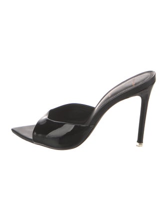 Black Suede Studio Patent Leather Slides