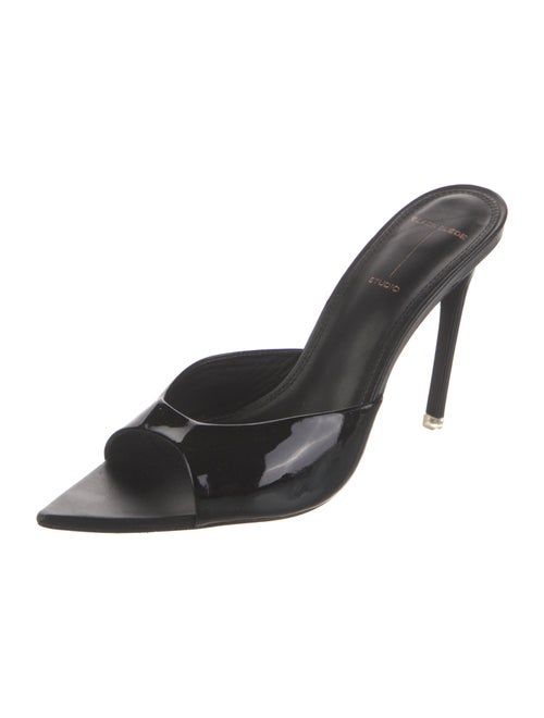 Black Suede Studio Patent Leather Slides