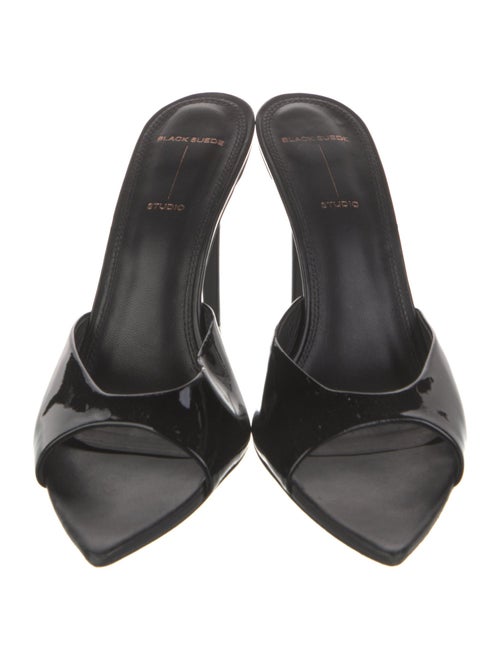 Black Suede Studio Patent Leather Slides