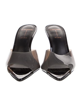 Black Suede Studio Leather Slides