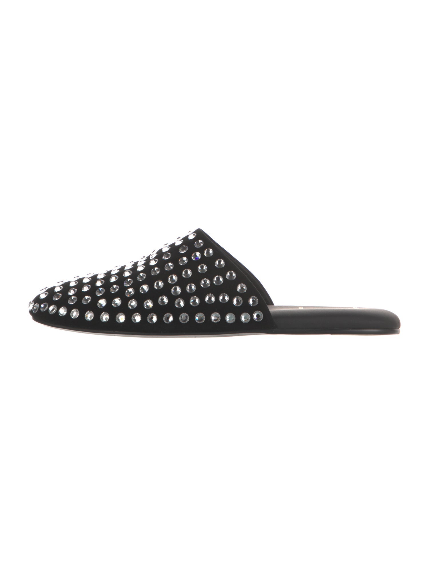 Black Suede Studio Suede Crystal Embellishments Mules