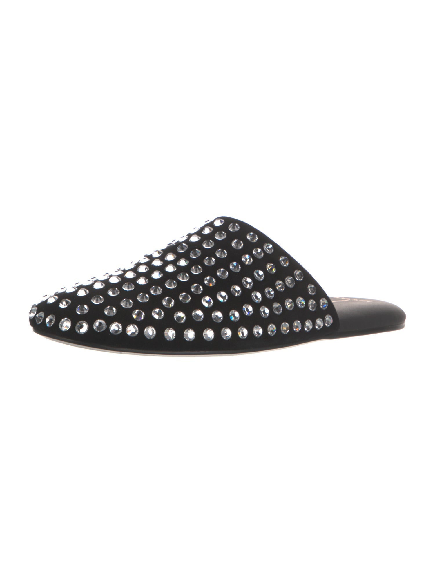 Black Suede Studio Suede Crystal Embellishments Mules
