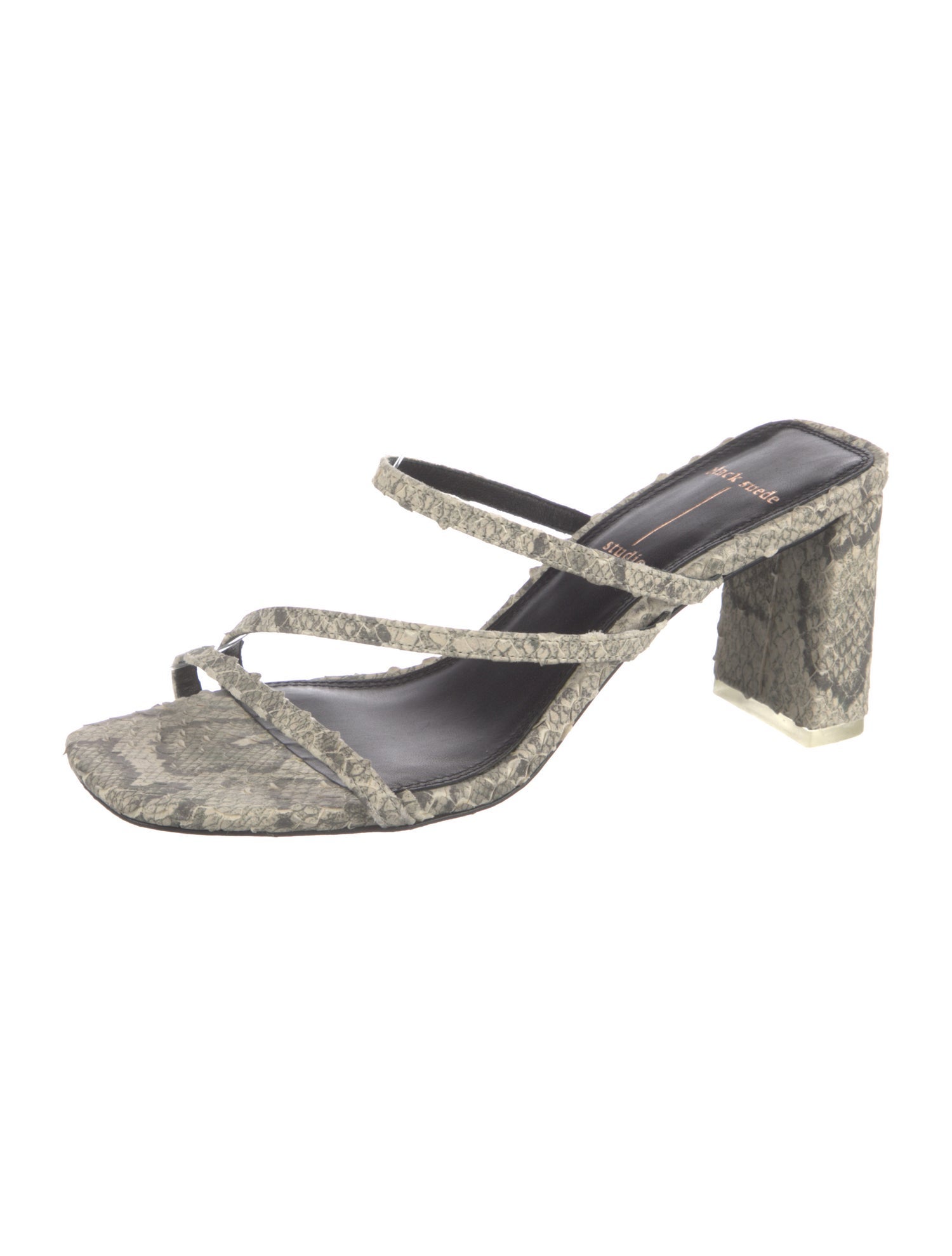 Black Suede Studio Snakeskin Animal Print Slides