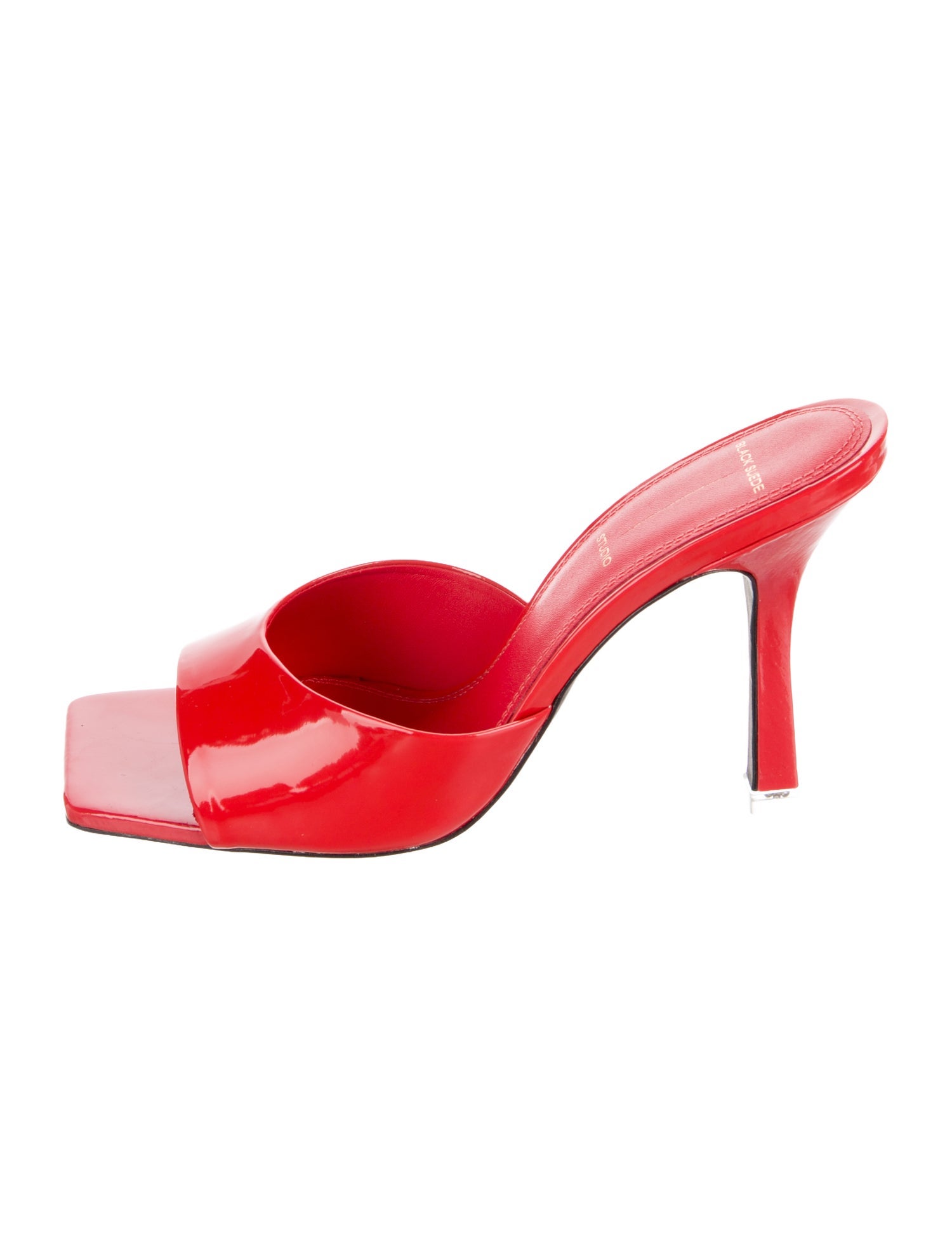 Black Suede Studio Patent Leather Slides