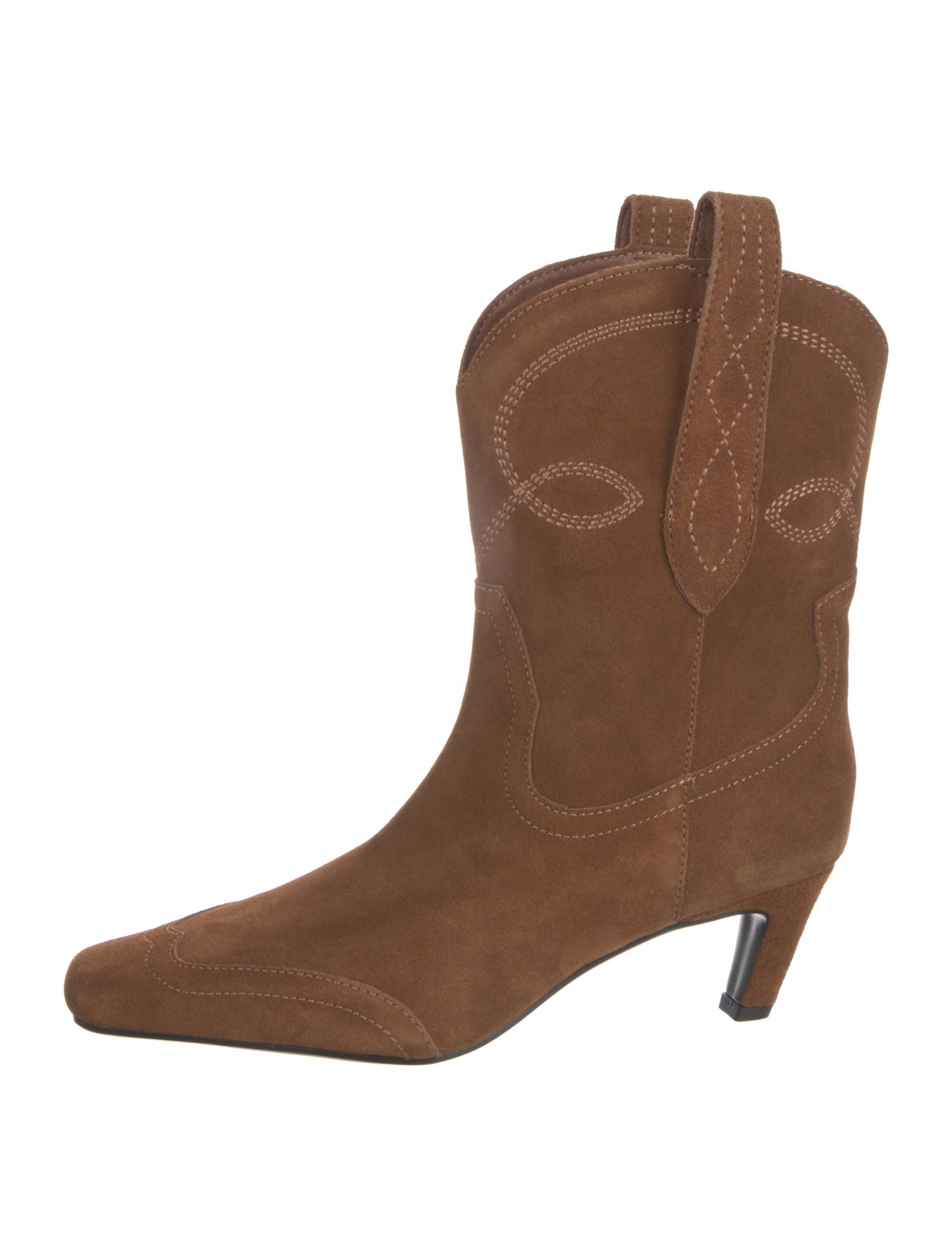 Black Suede Studio Suede Embroidered Accent Western Boots