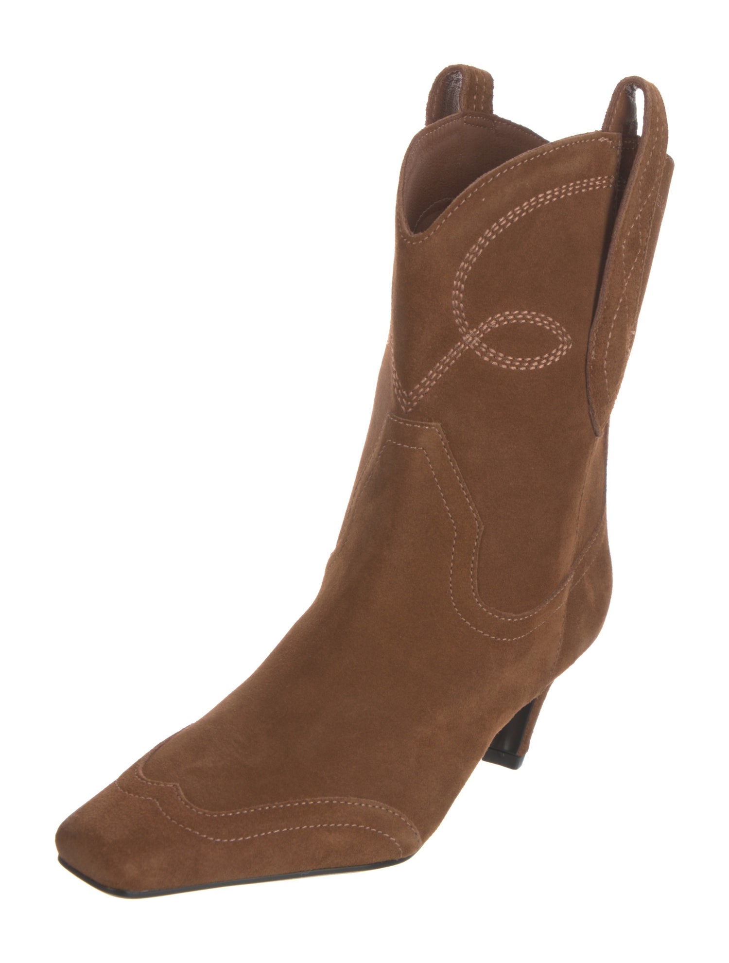Black Suede Studio Suede Embroidered Accent Western Boots