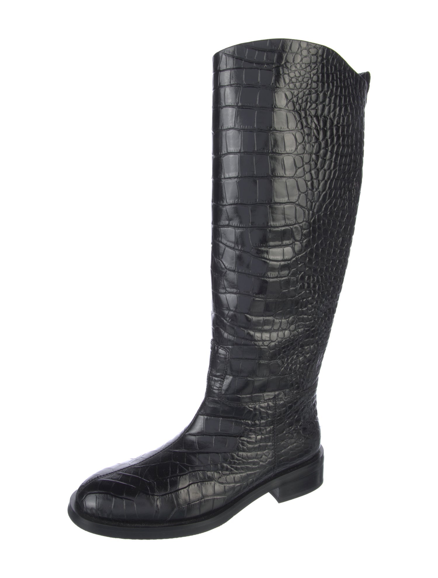 Black Suede Studio Leather Riding Boots