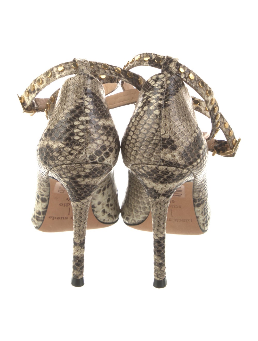 Black Suede Studio Python Animal Print Pumps - image 4