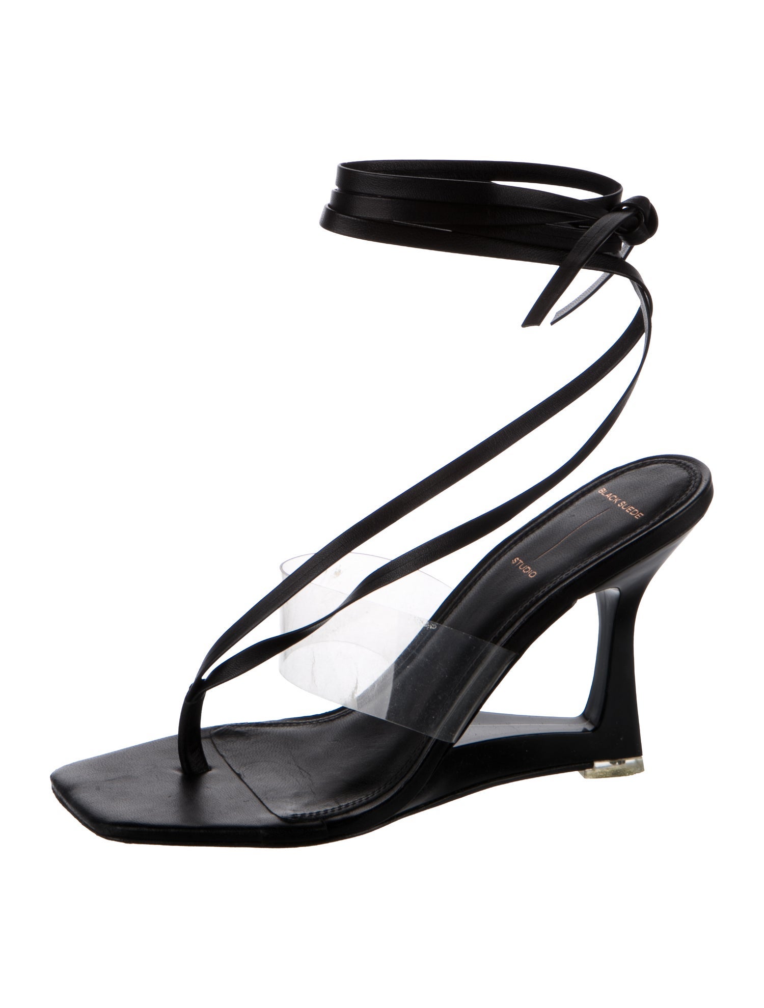 Black Suede Studio Leather Sandals