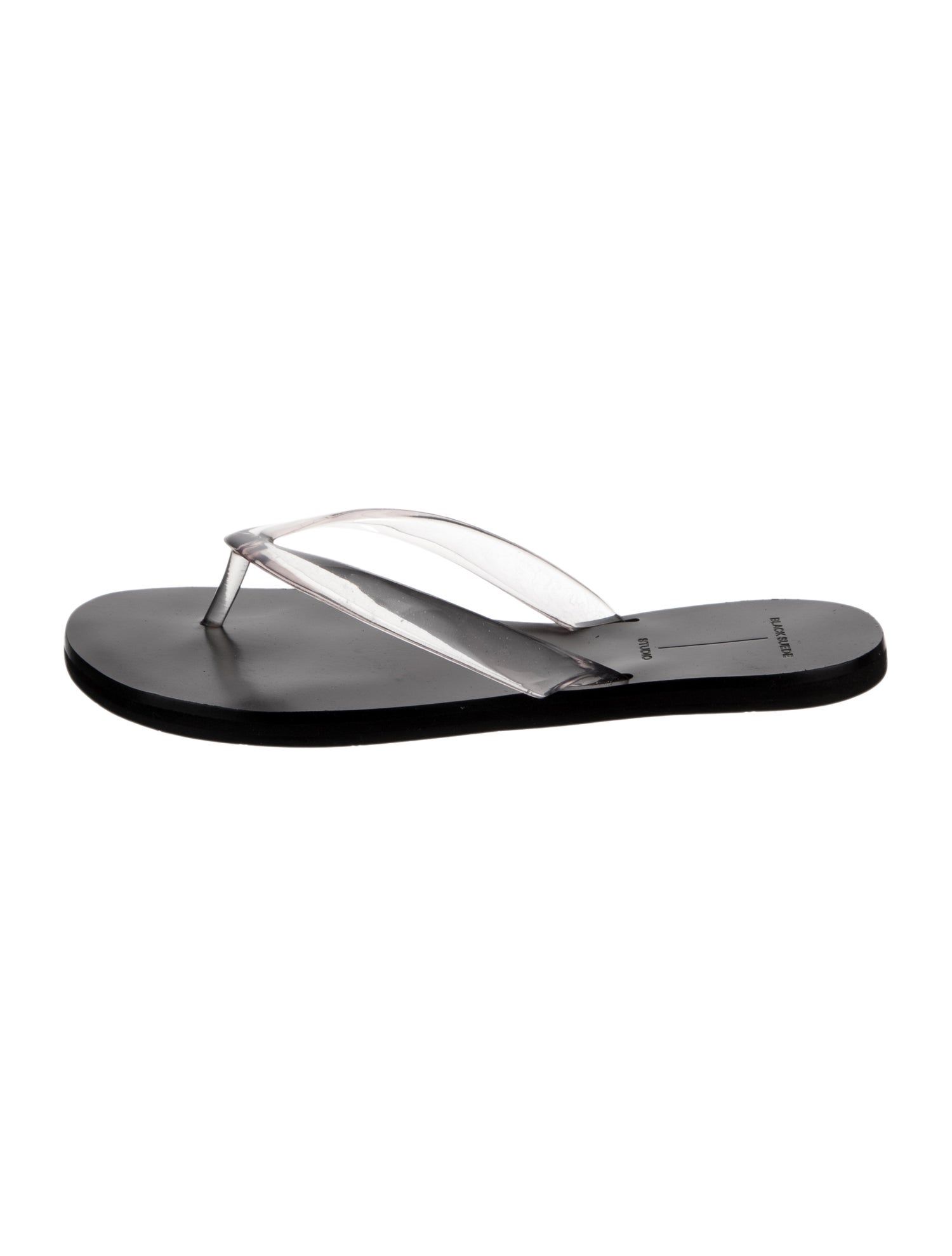 Black Suede Studio Rubber Flip Flops