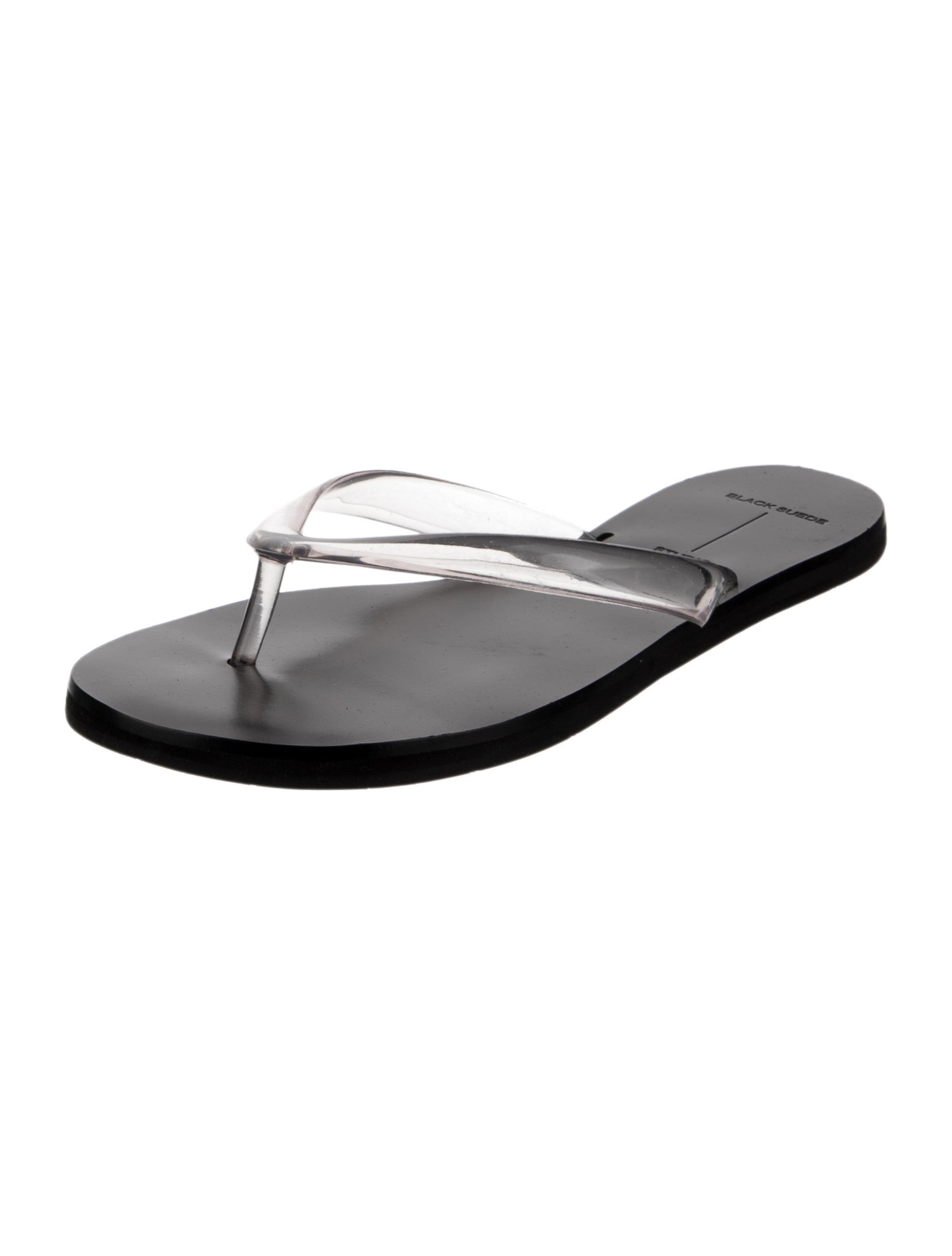 Black Suede Studio Rubber Flip Flops