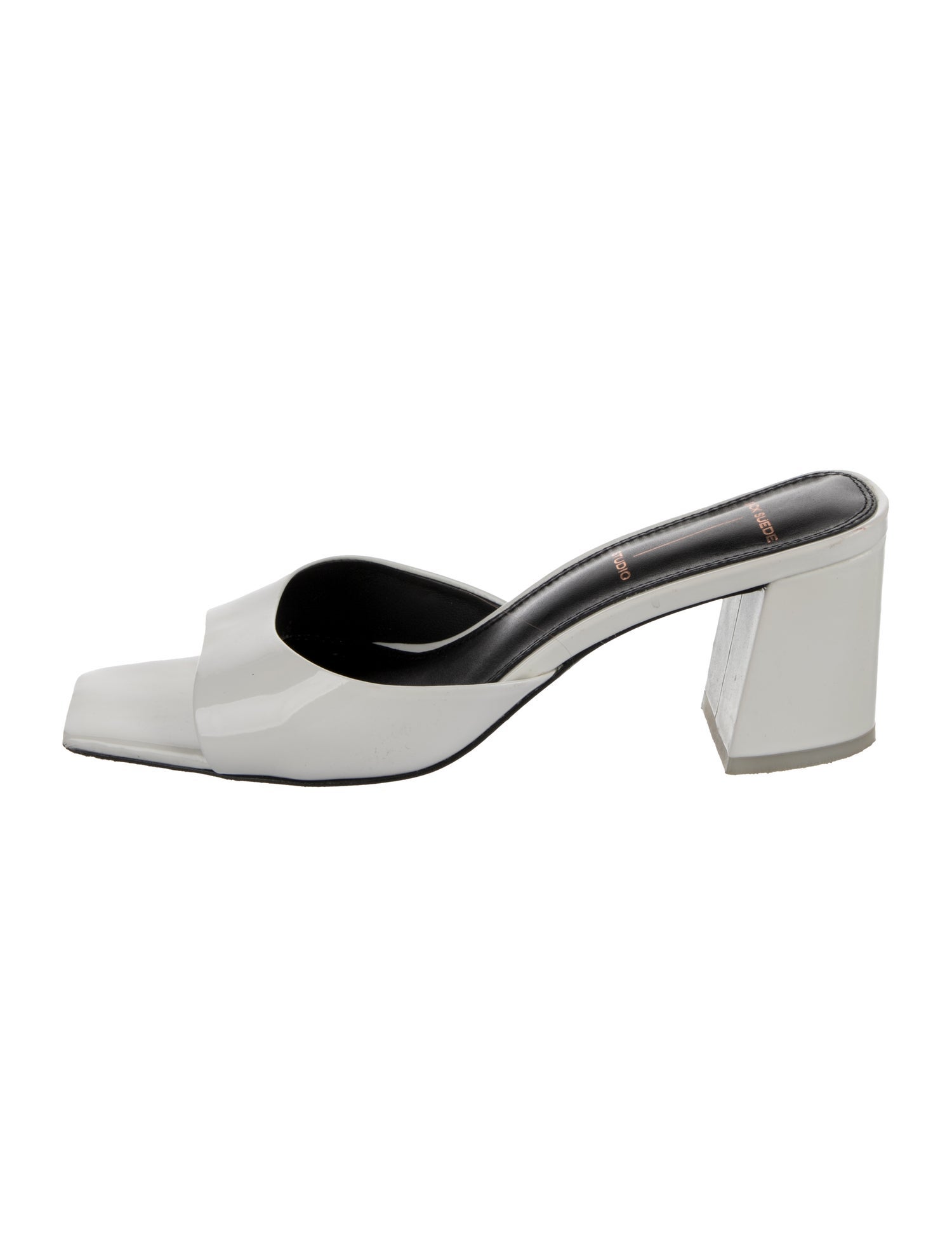 Black Suede Studio Patent Leather Slides