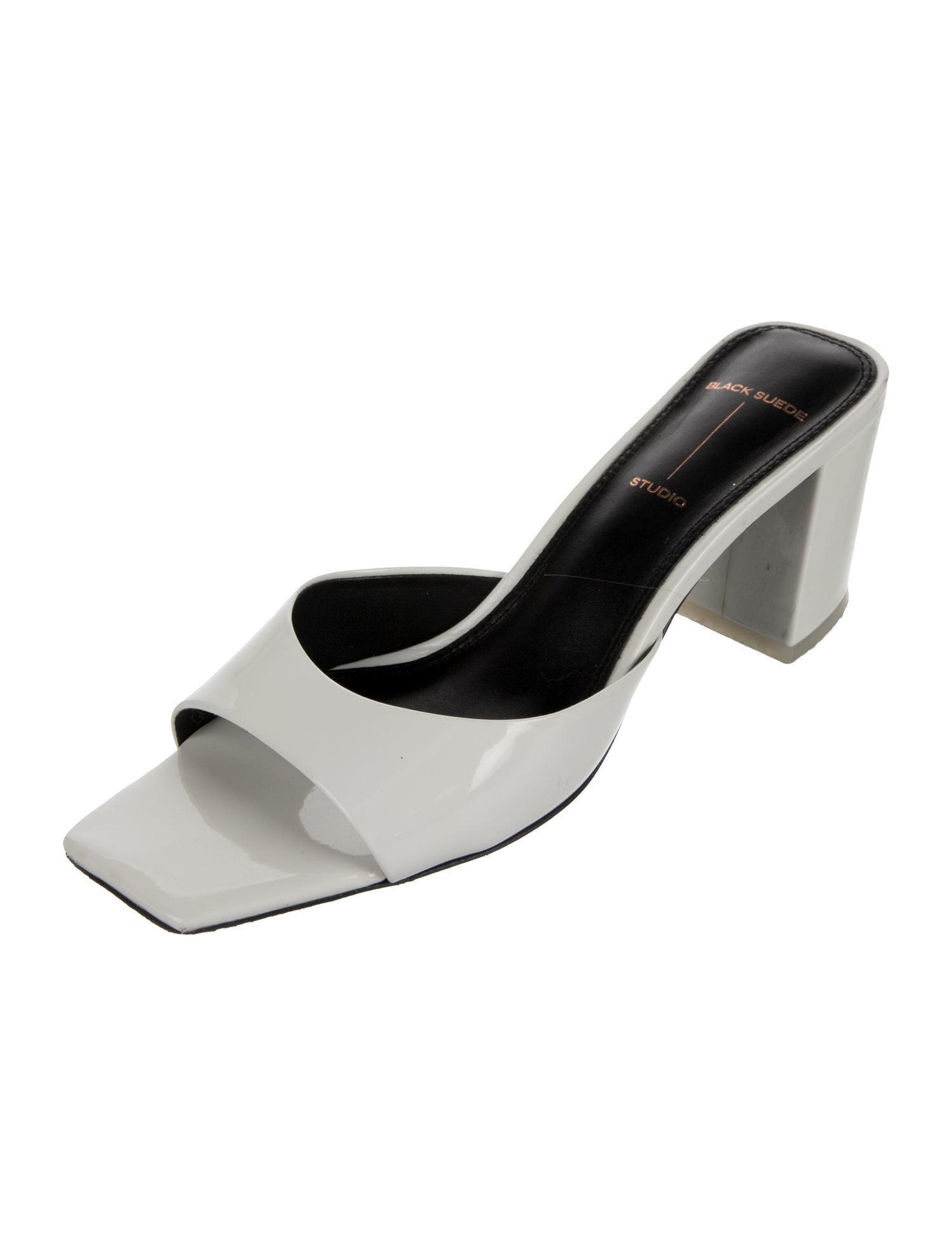 Black Suede Studio Patent Leather Slides