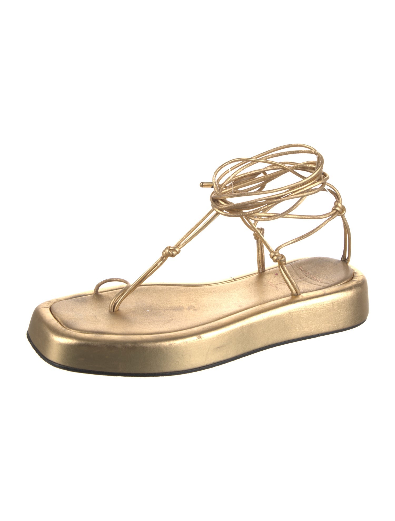 Black Suede Studio Leather T-Strap Sandals