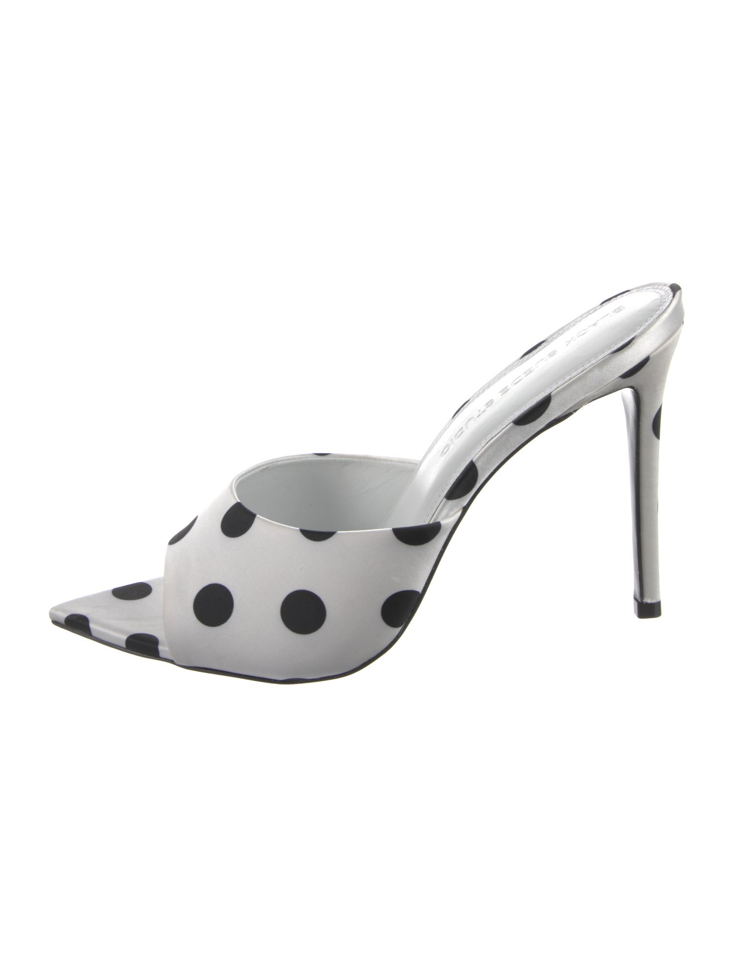 Black Suede Studio Satin Polka Dot Print Slides