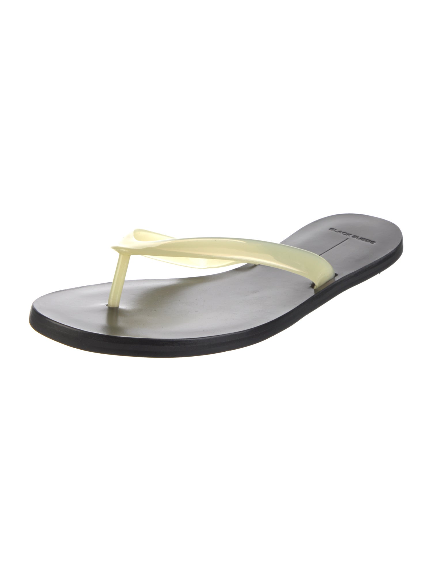 Black Suede Studio Rubber Flip Flops