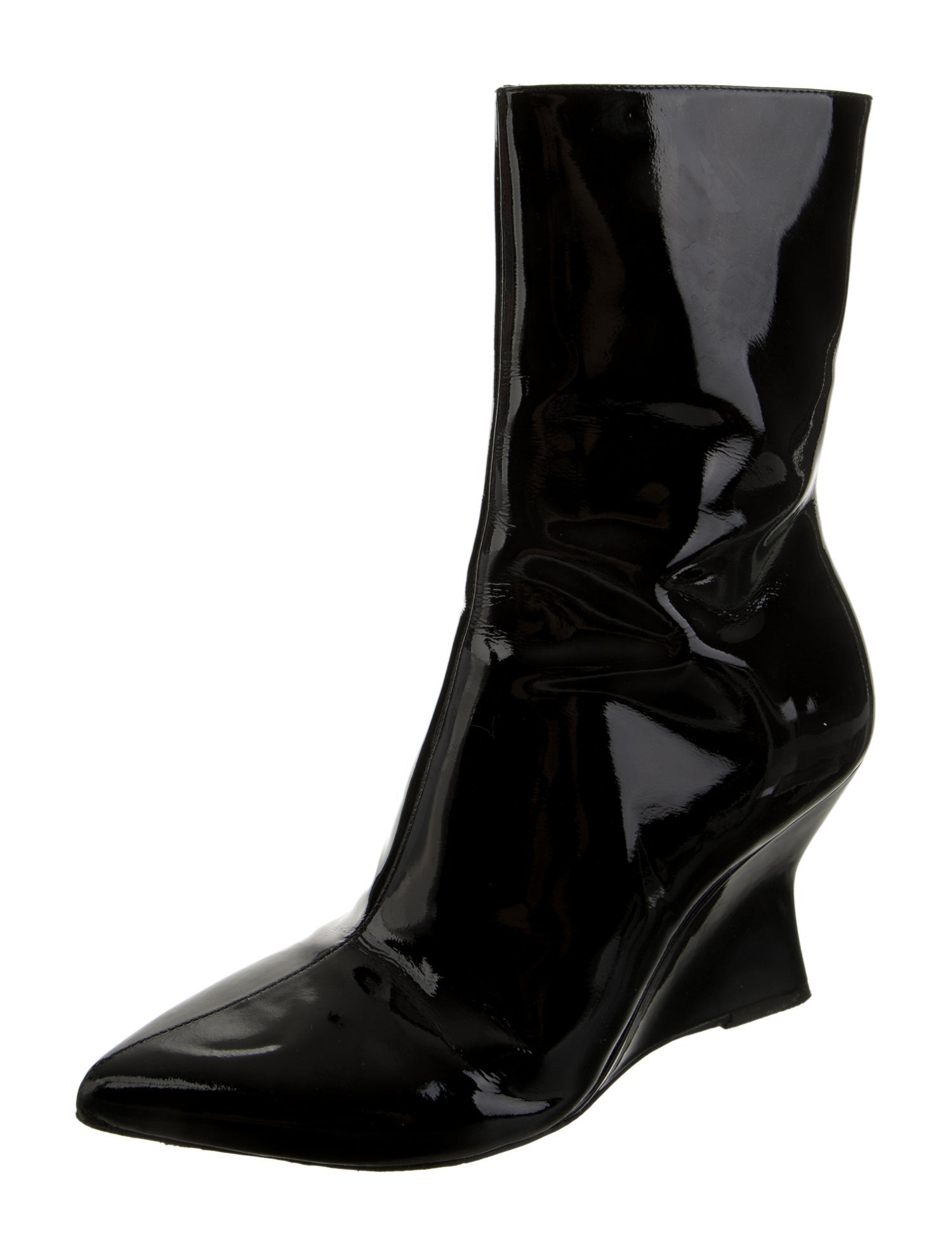 Black Suede Studio Patent Leather Boots