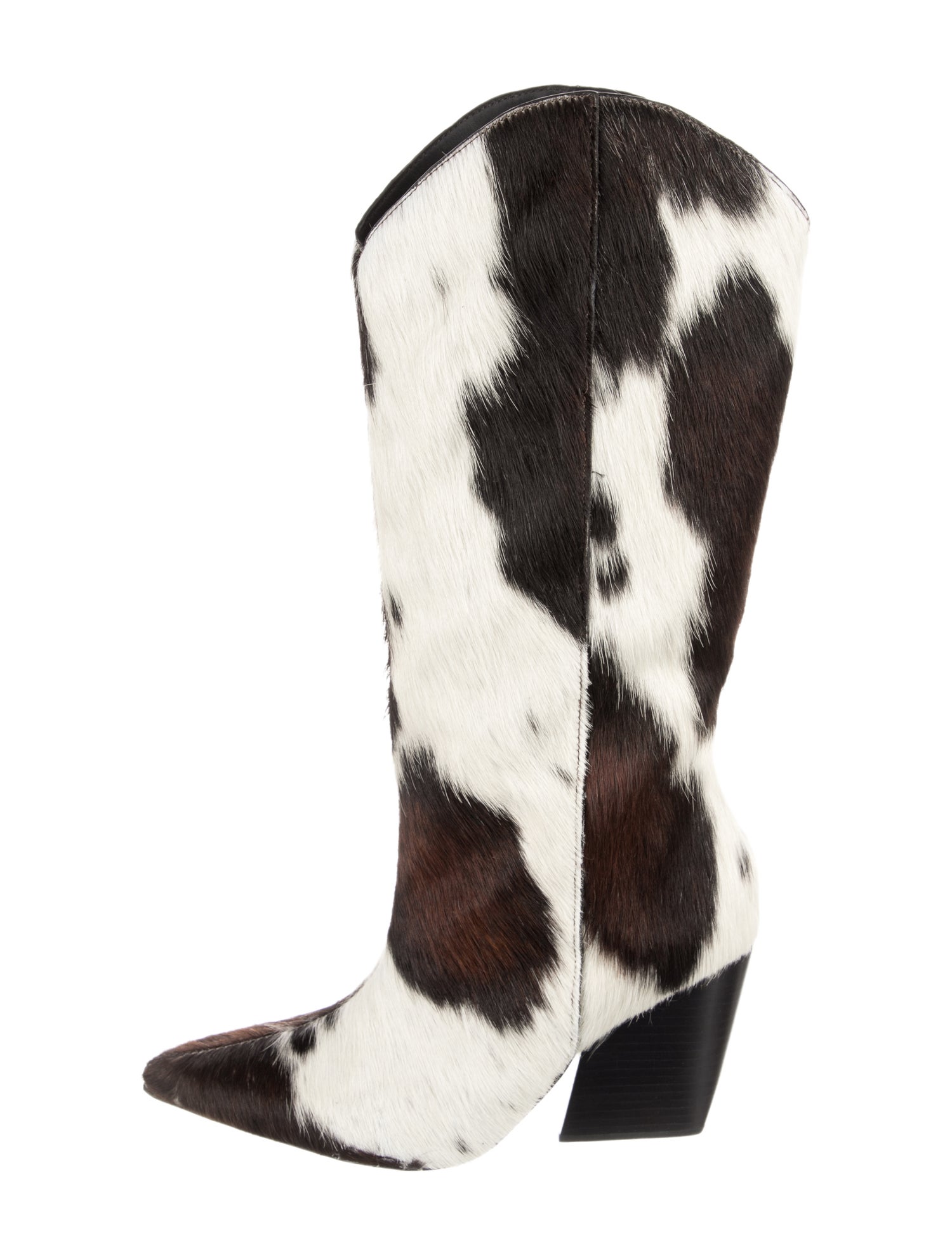 Black Suede Studio Ponyhair Animal Print Boots