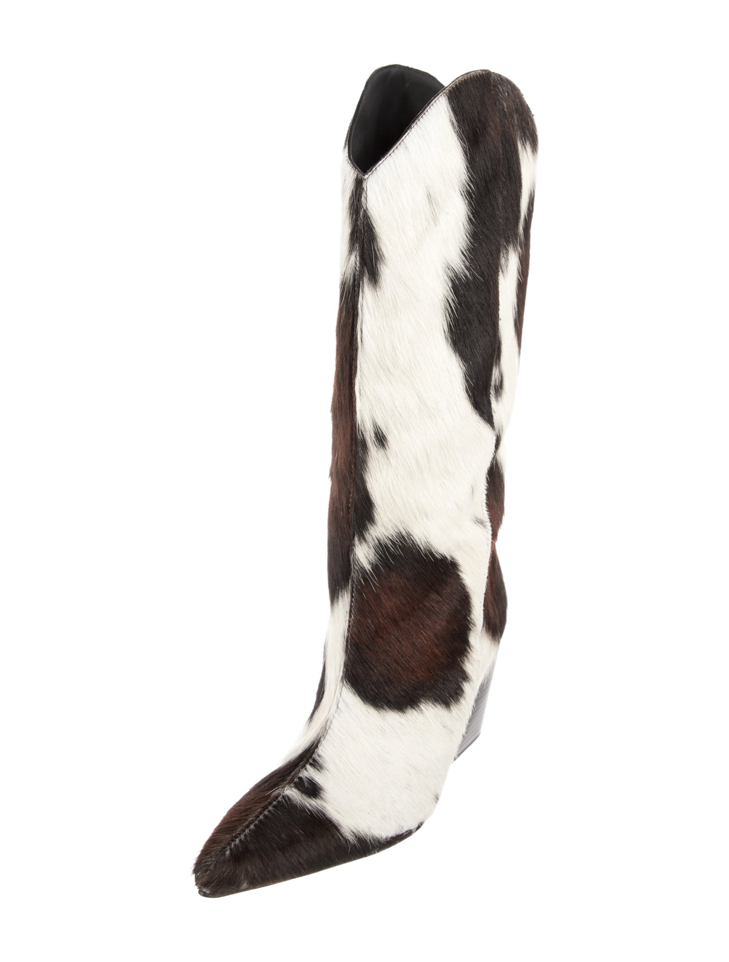 Black Suede Studio Ponyhair Animal Print Boots