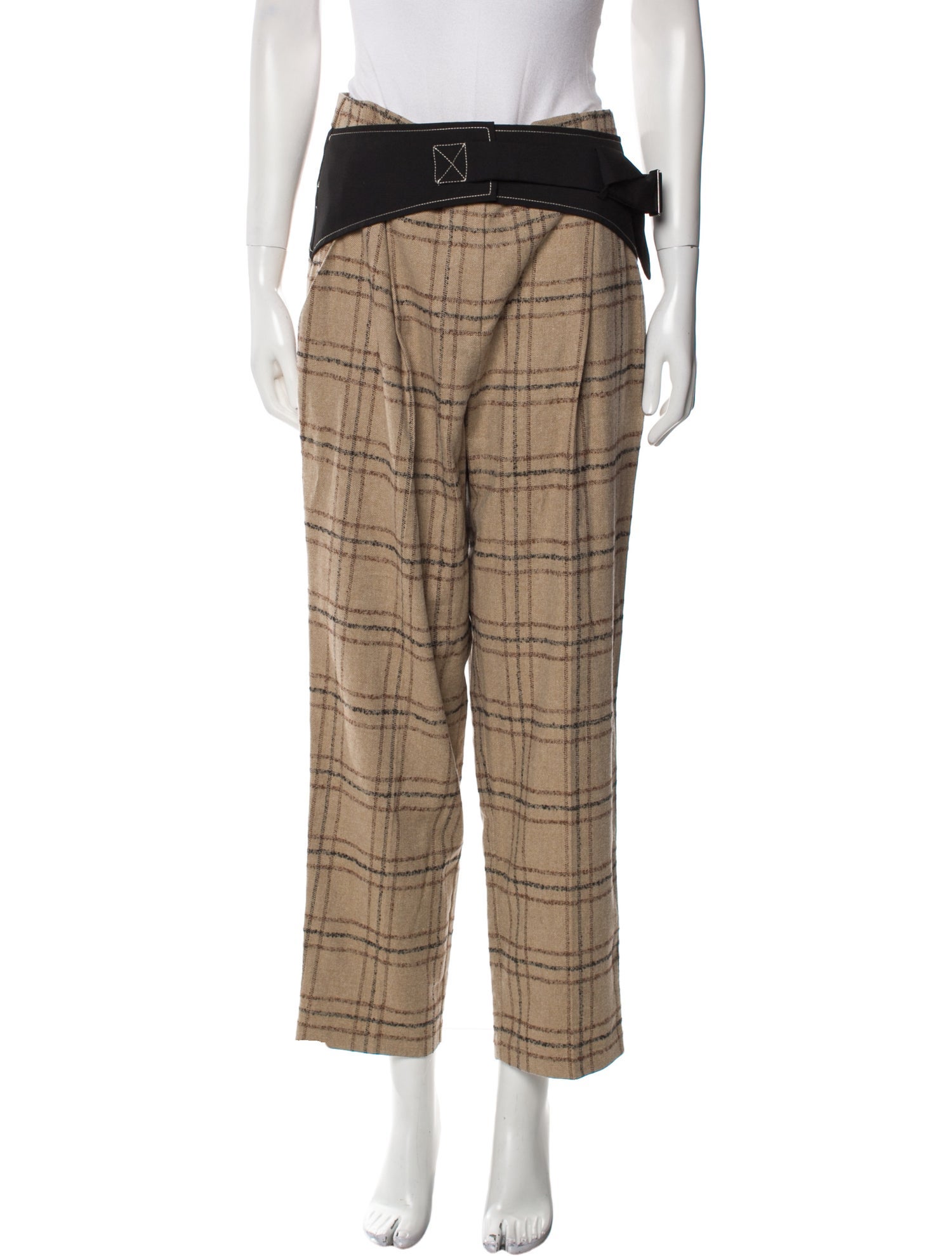 Beatrice B Plaid Print Straight Leg Pants w/ Tags