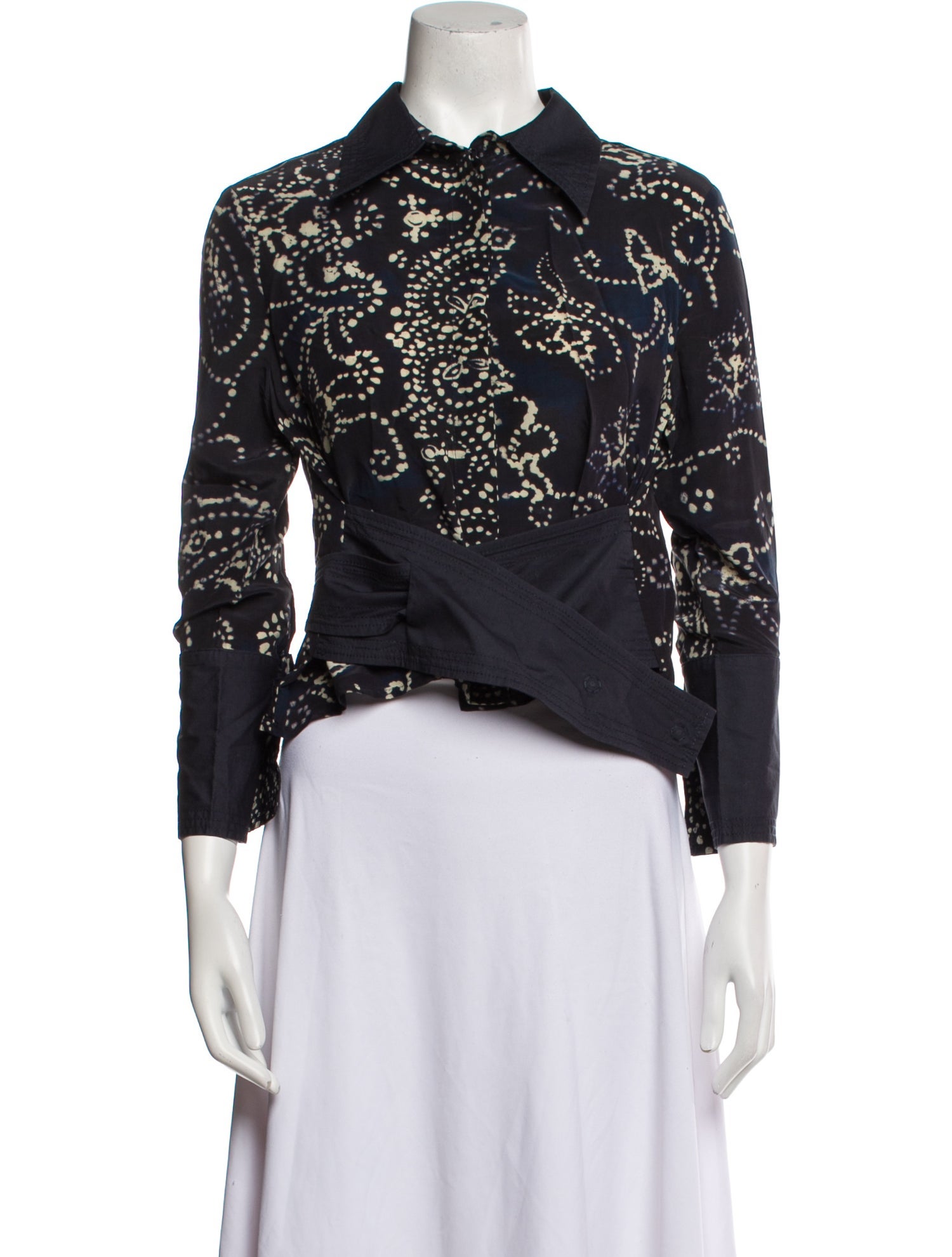 Beatrice B Printed Three-Quarter Sleeve Button-Up Top