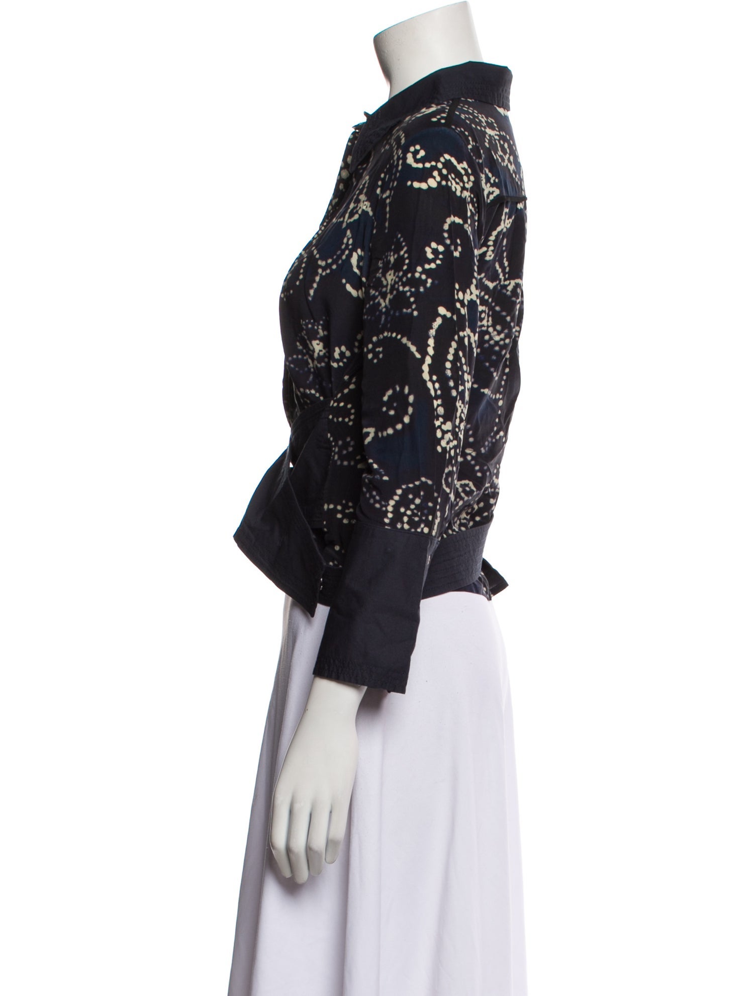 Beatrice B Printed Three-Quarter Sleeve Button-Up Top