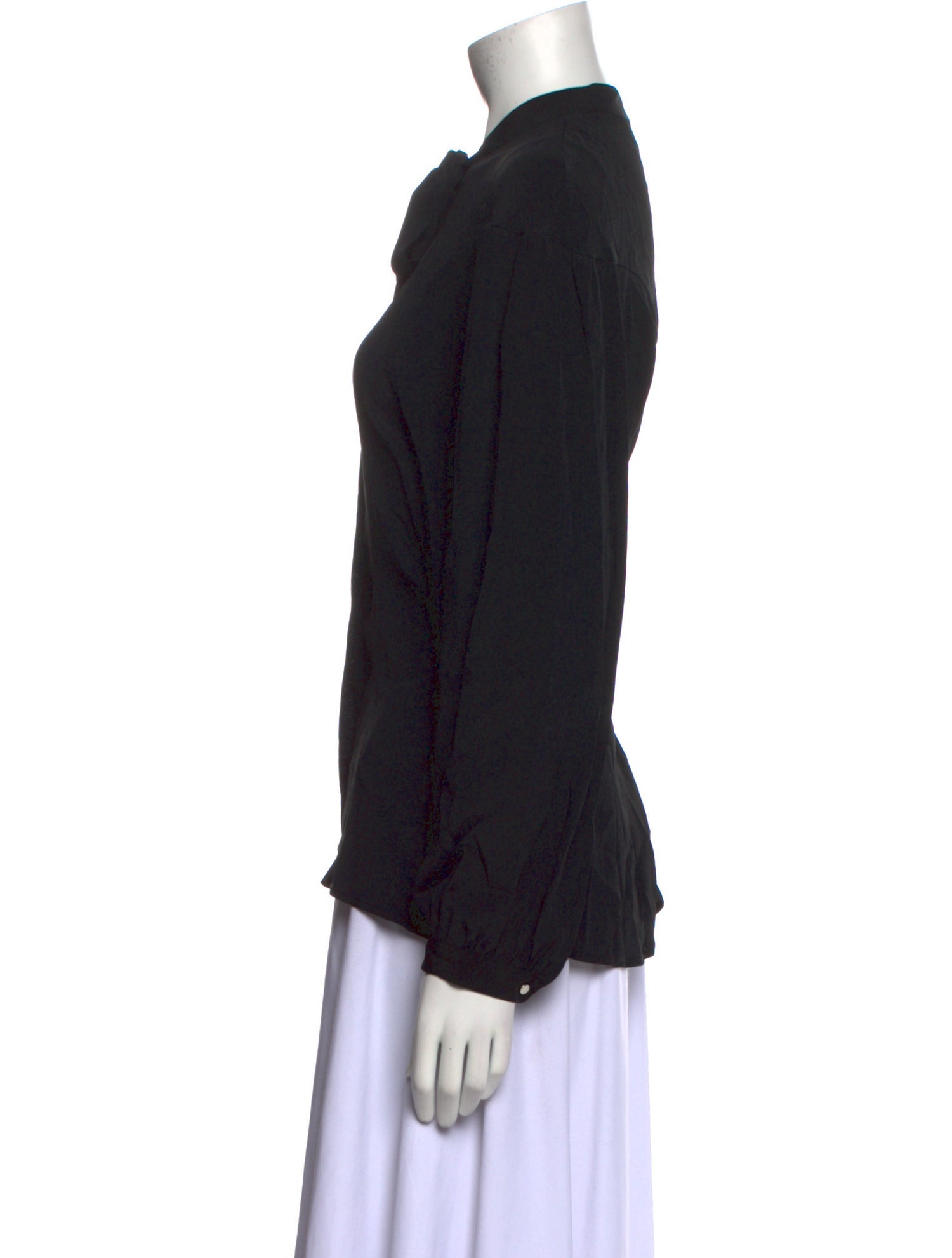 Beatrice B Mock Neck Long Sleeve Button-Up Top